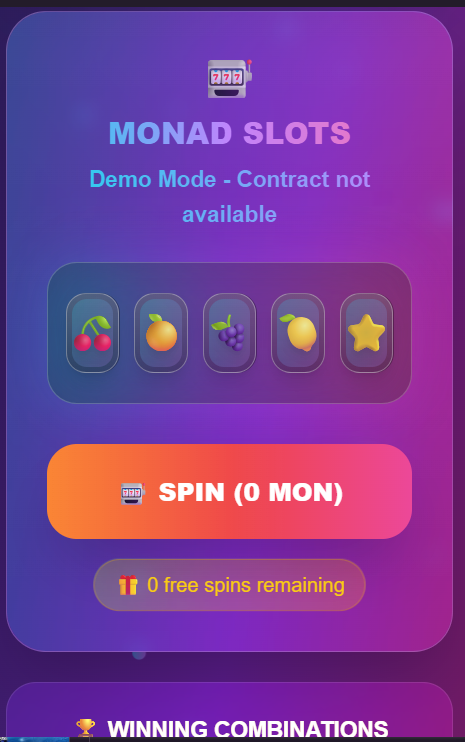 Monad Slot Game - Farcaster Mini Apps screenshot